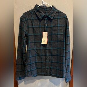 PRANA Dutchmam Plaid Snap Flannel Shirt Men's Size Small Dark Grey